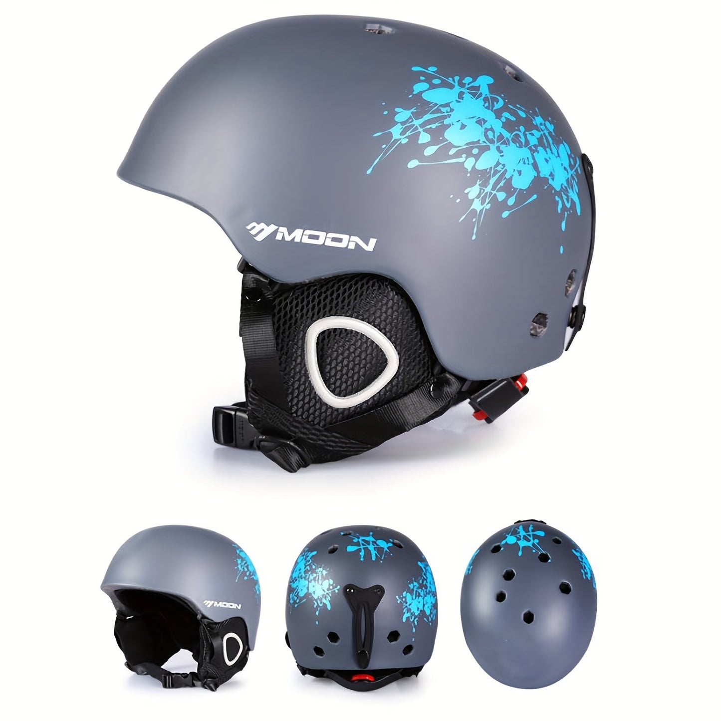 MOON Bloom 24' 25' | Hakskydd med hasplåt, PC+EPS & ABS hög kvalitet - Belysning för skidåkning, snowboard och skateboard - Skyddsutrustning för utomhusskidor