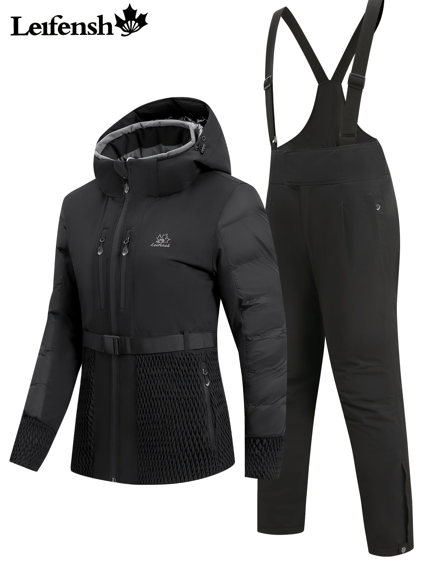 Skid-eller snowboard dräkt för kvinnor 289 | Enfärgad kosym - Zip & Huva för vinterskydd - Essential