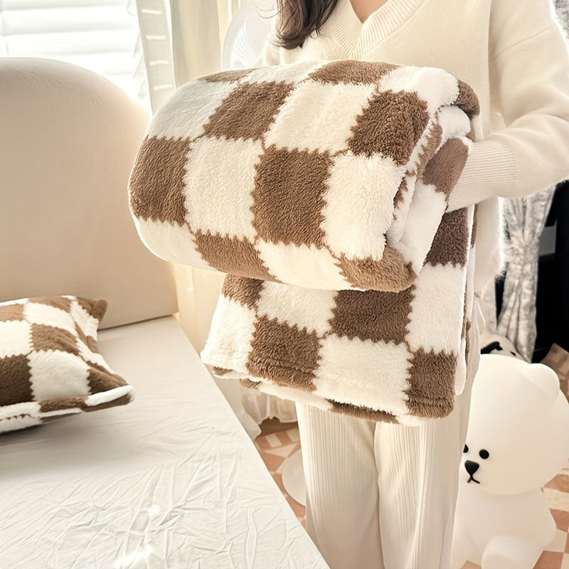 Mysig traditionell grov flanellfilt | Klassisk platt design - Varm och tvättbar