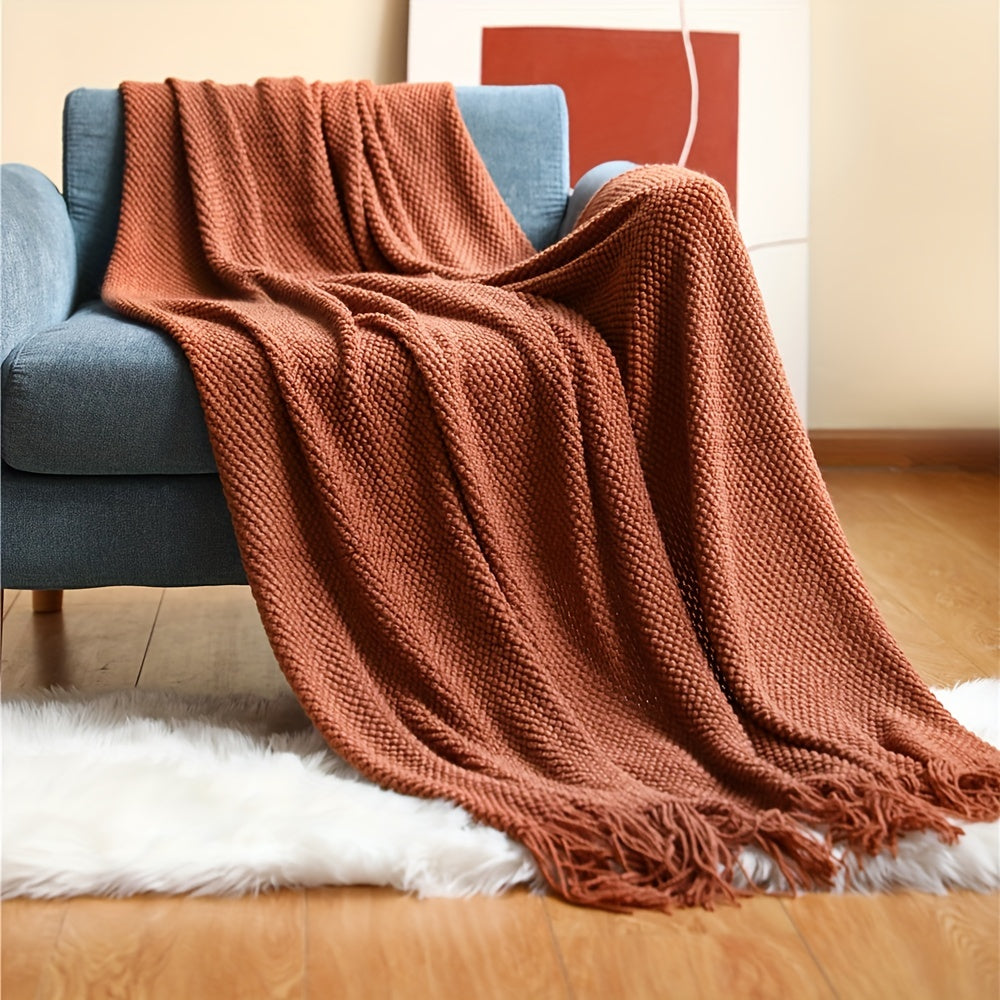 Stickad slangfilter med tofsar | Lätt Bubble Texture - Lämplig för soft, säng och heminredning