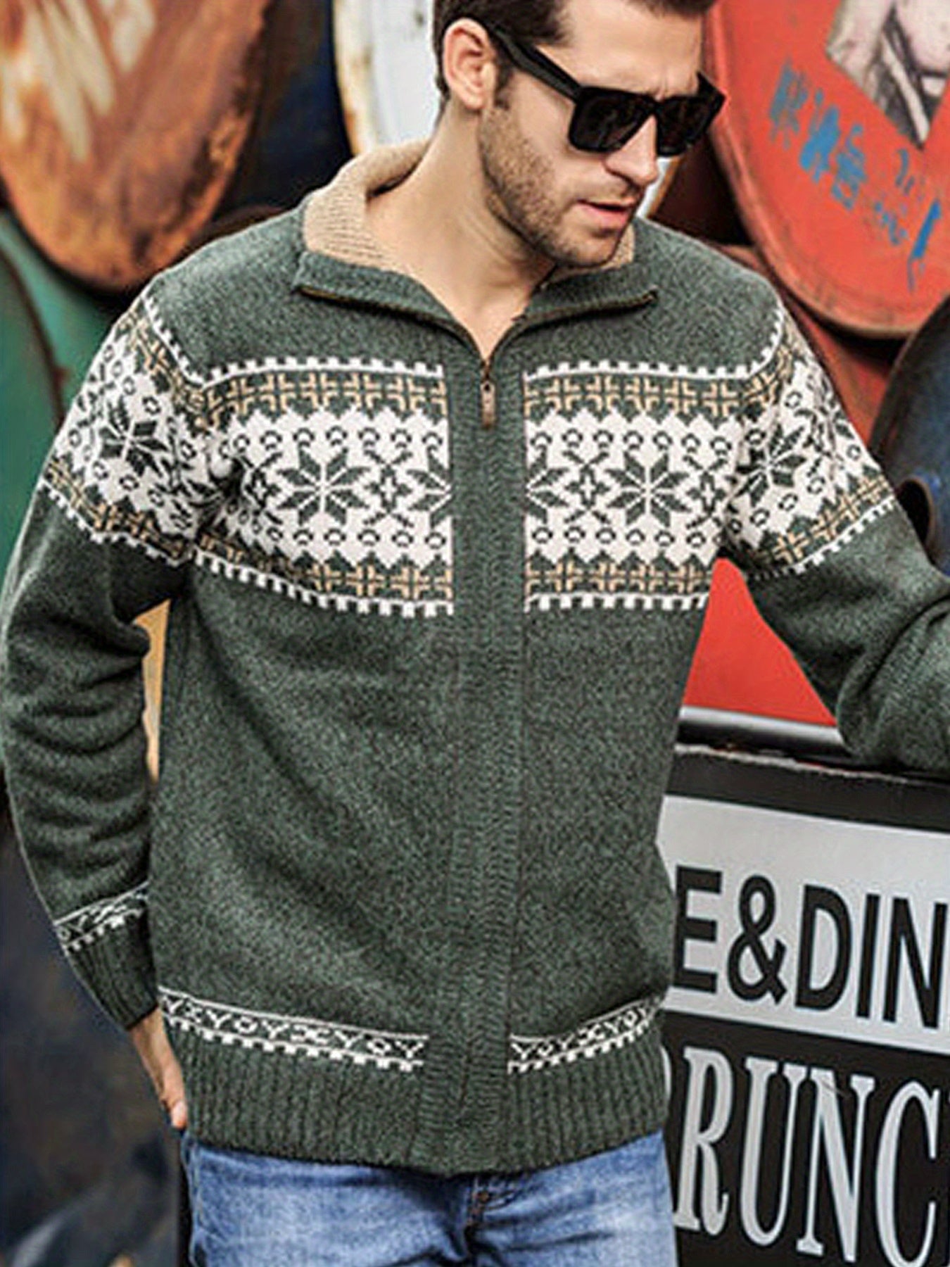 Casual Knit Cardigan Geometriskt mönster - Normal passform - Vintagio - VG 63 - Essential i flera färger