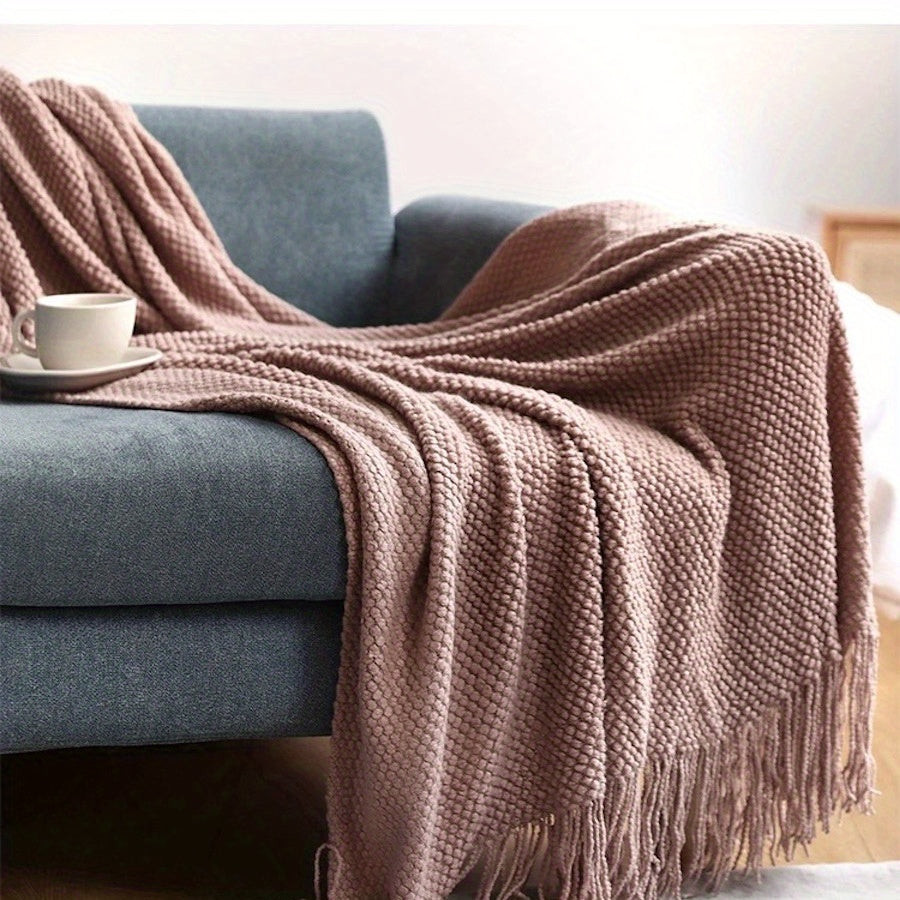 Stickad slangfilter med tofsar | Lätt Bubble Texture - Lämplig för soft, säng och heminredning