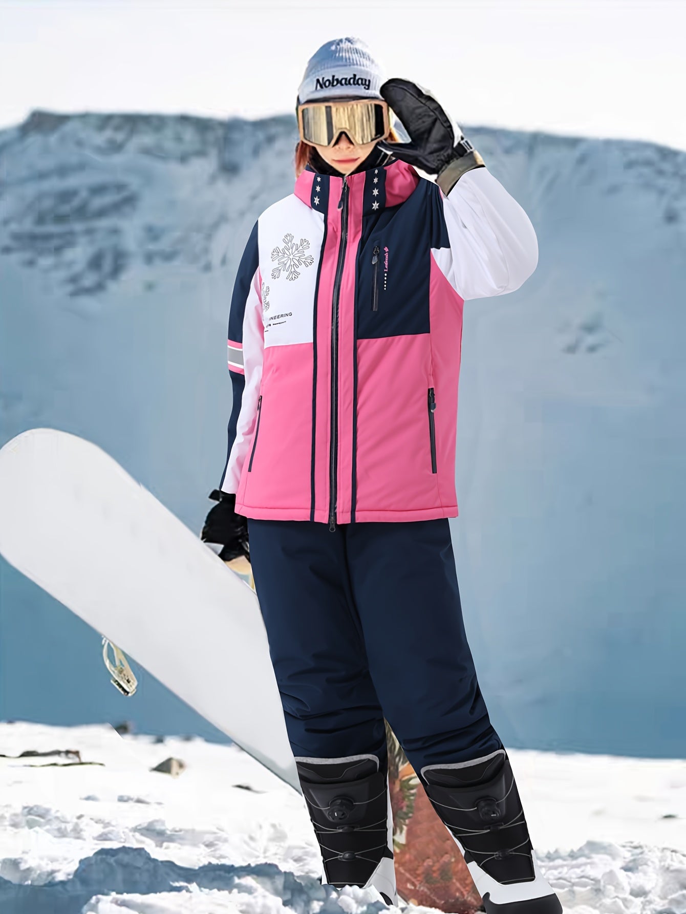 Skid-eller snowboard dräkt för kvinnor 356 | Vinteroutfit med huva - Hållbart tyg för utomhussporter - viktigt