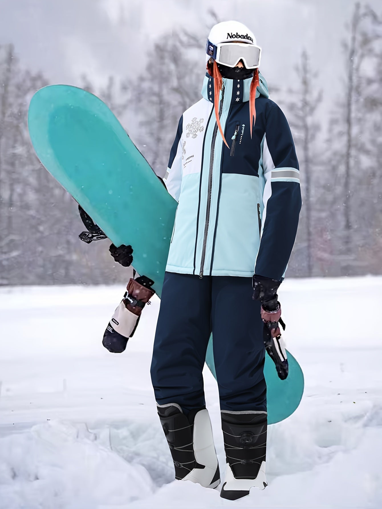 Skid-eller snowboard dräkt för kvinnor 356 | Vinteroutfit med huva - Hållbart tyg för utomhussporter - viktigt