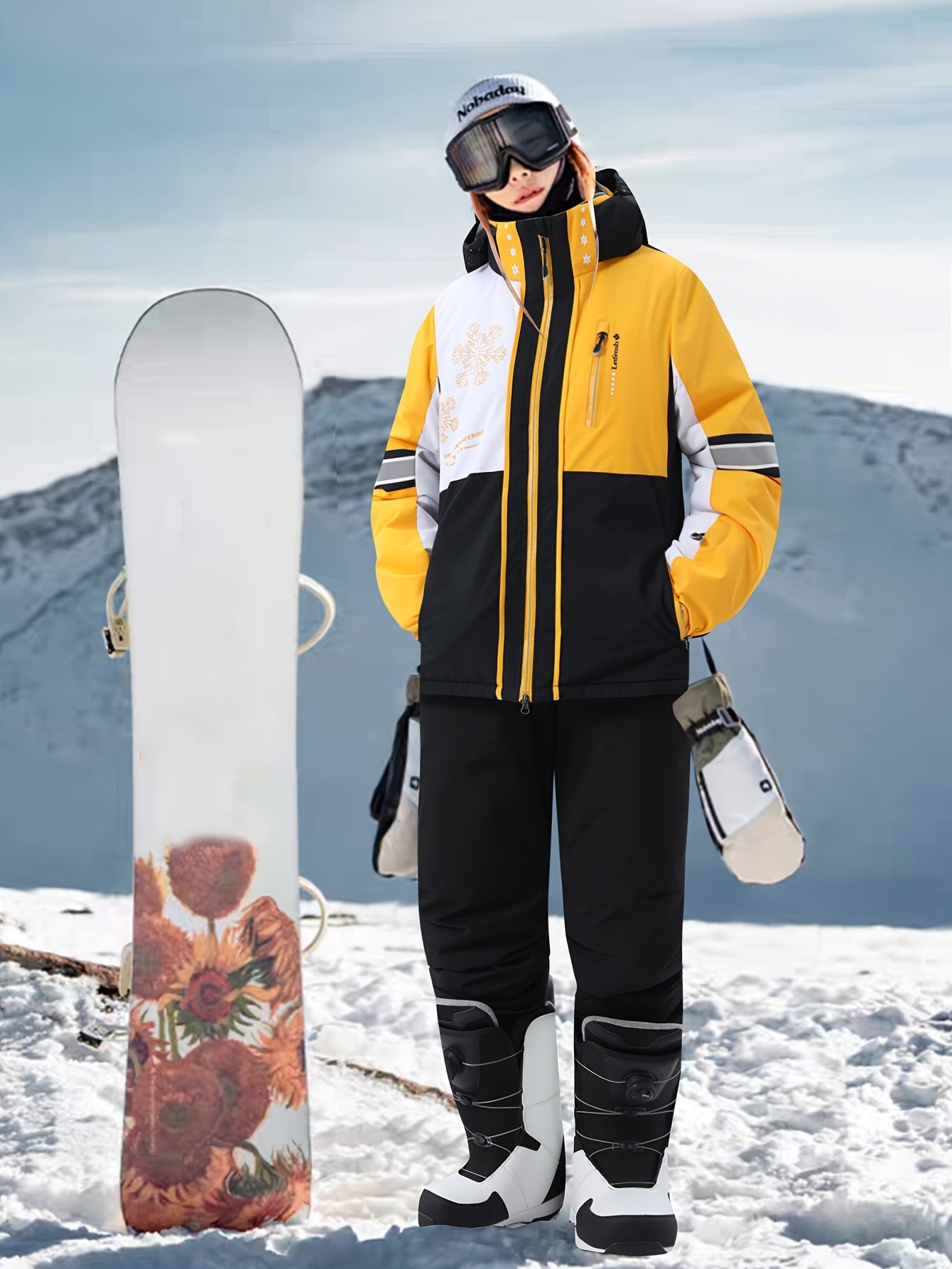 Skid-eller snowboard dräkt för kvinnor 356 | Vinteroutfit med huva - Hållbart tyg för utomhussporter - viktigt