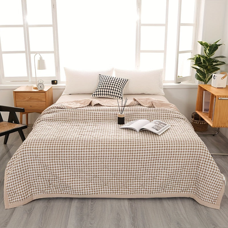 Preppy Style Plaid Sommar Quilt | Lätt quiltat överkast - Lämplig för alla årstider