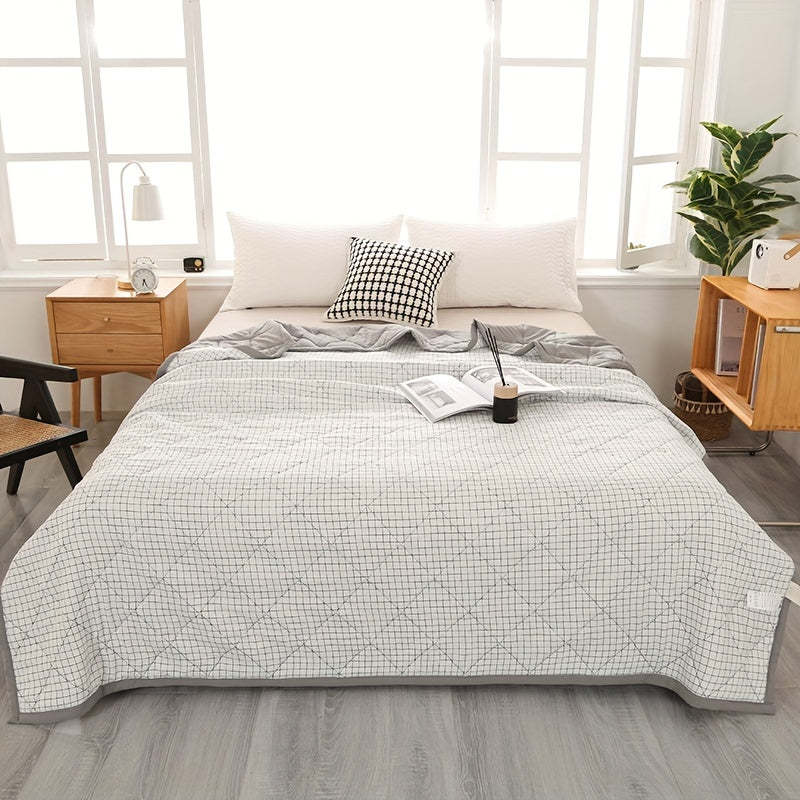 Preppy Style Plaid Sommar Quilt | Lätt quiltat överkast - Lämplig för alla årstider