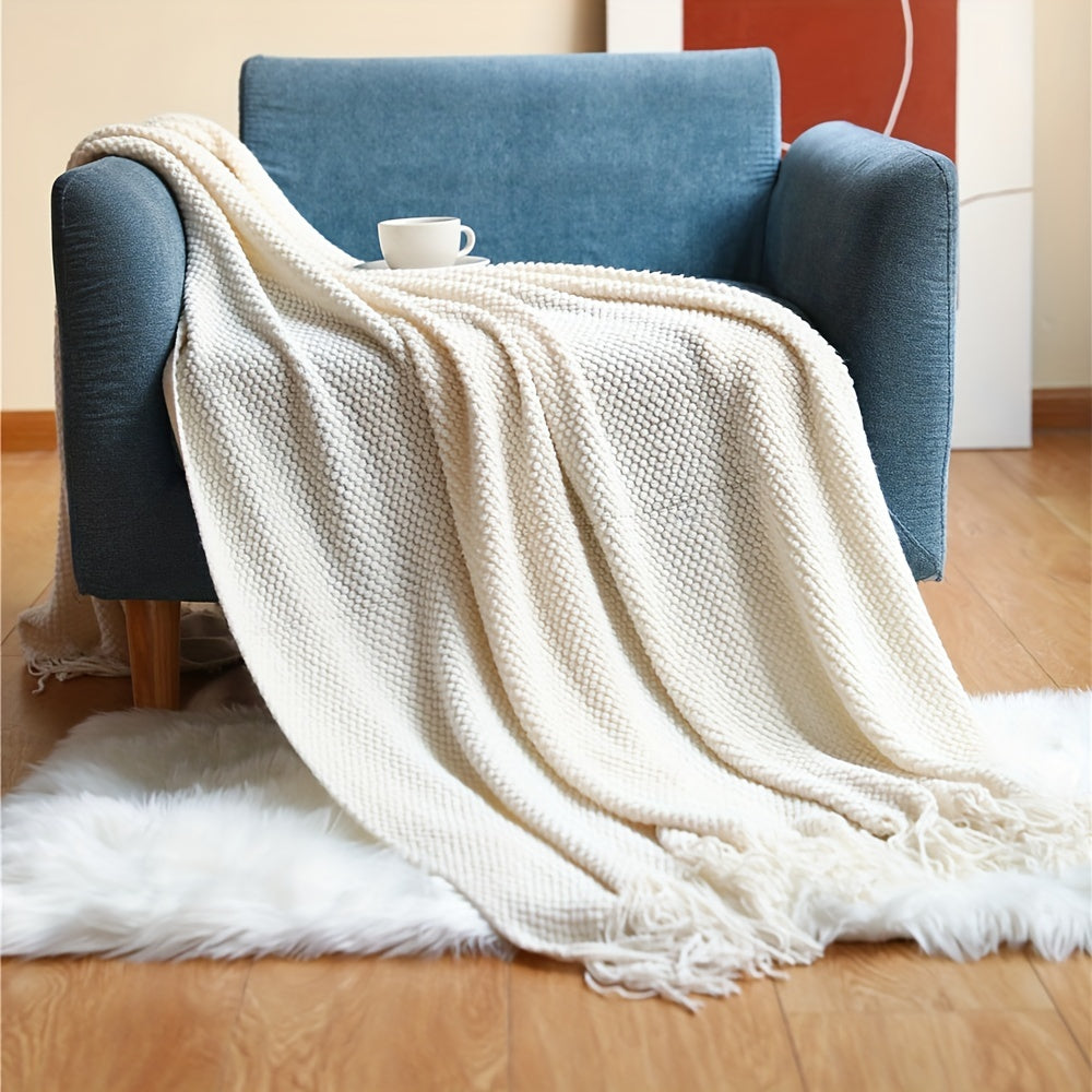 Stickad slangfilter med tofsar | Lätt Bubble Texture - Lämplig för soft, säng och heminredning