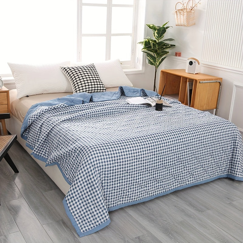 Preppy Style Plaid Sommar Quilt | Lätt quiltat överkast - Lämplig för alla årstider