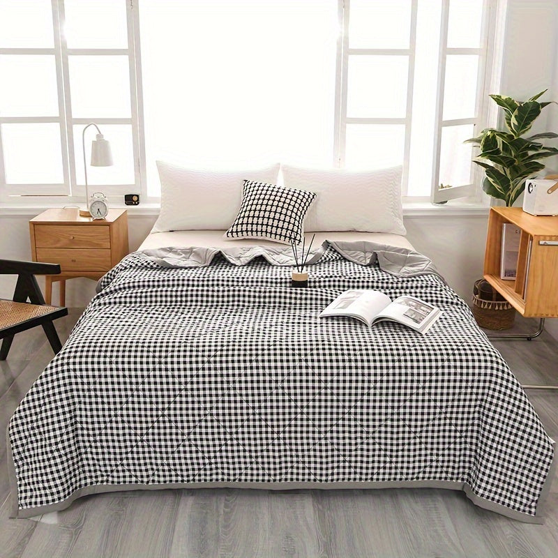 Preppy Style Plaid Sommar Quilt | Lätt quiltat överkast - Lämplig för alla årstider