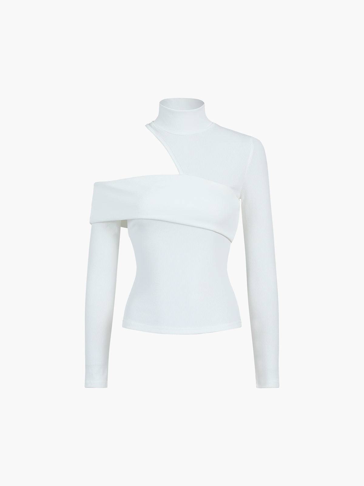 Oblique Cutout Ribb Långärmad | Damtopp