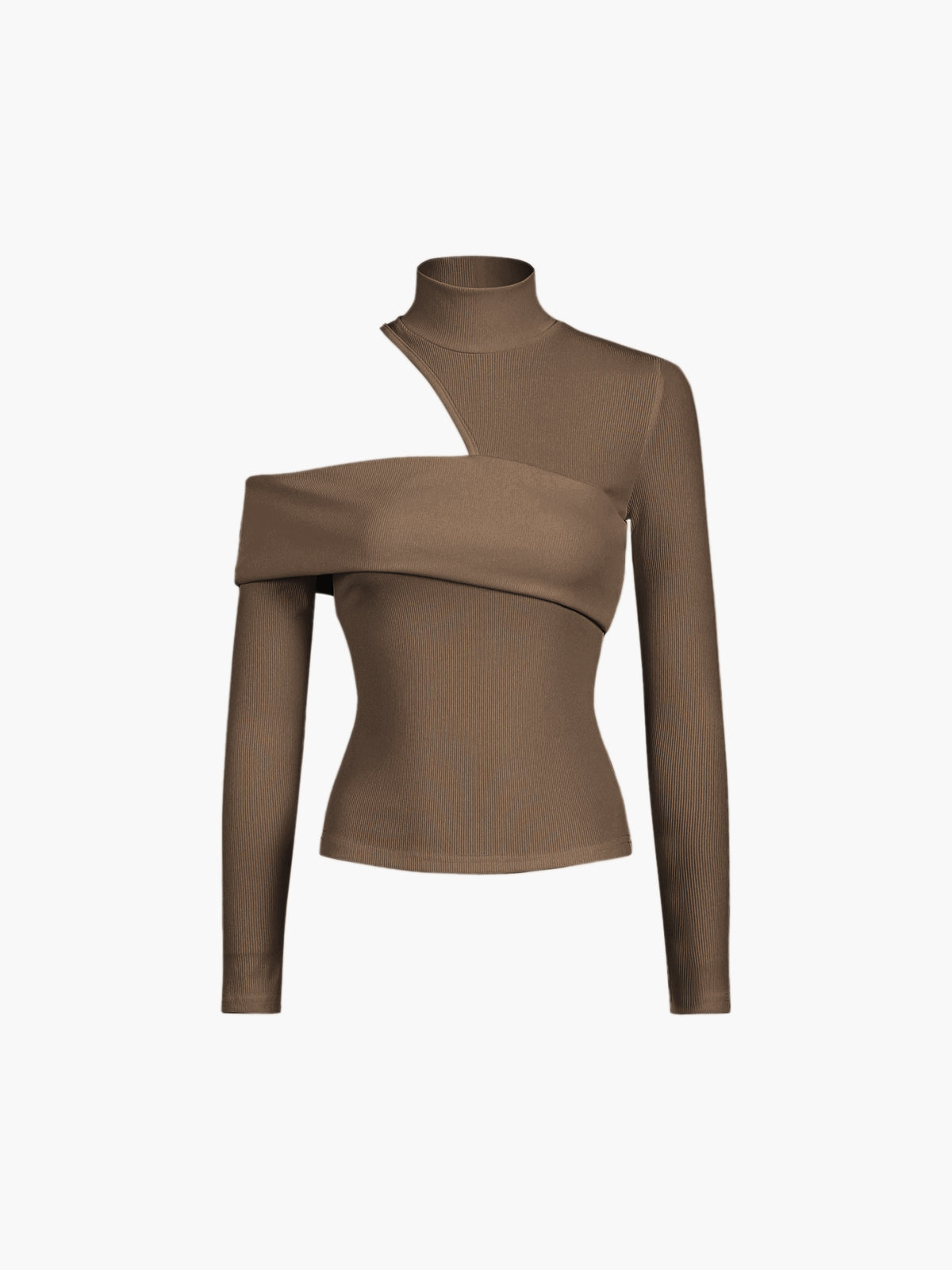 Oblique Cutout Ribb Långärmad | Damtopp