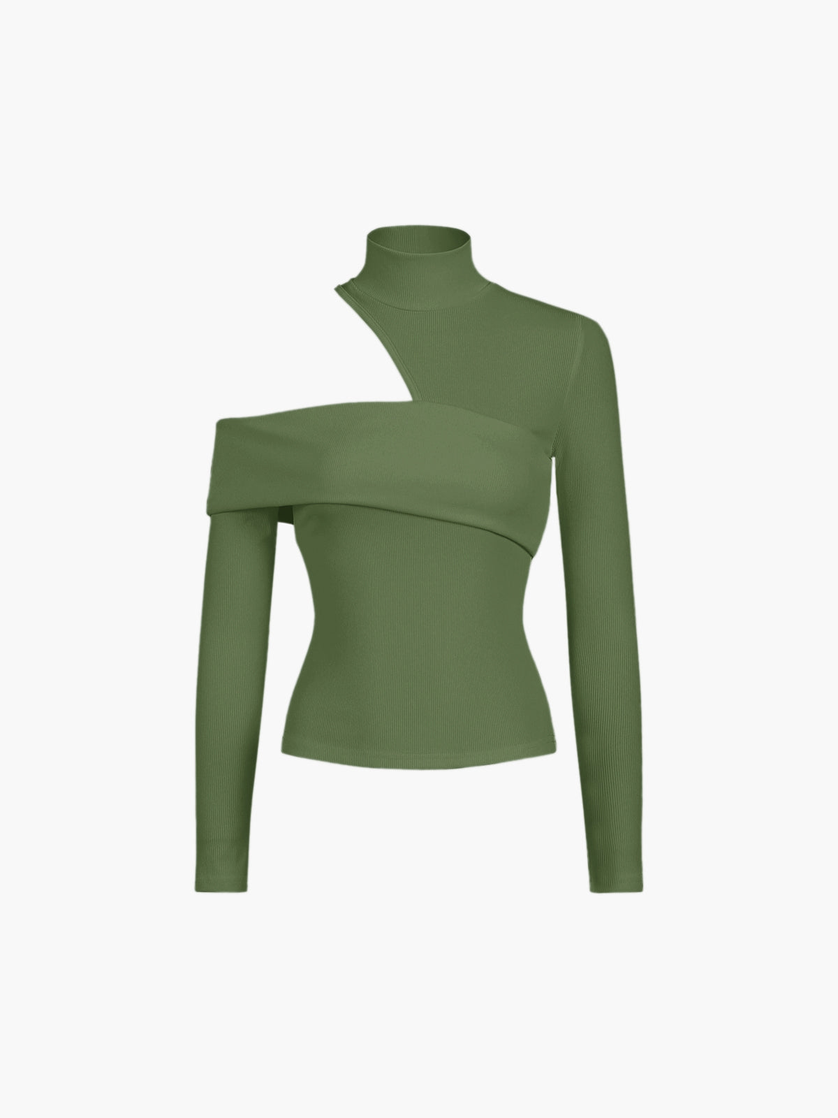 Oblique Cutout Ribb Långärmad | Damtopp