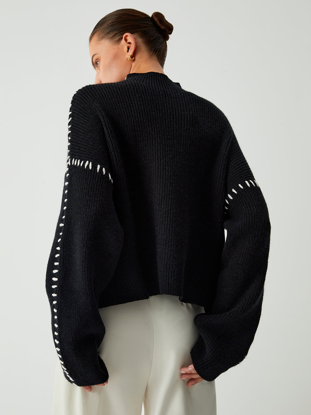 Flytta fokus | Oversized Mock Neck tröja/tröja kvinnor