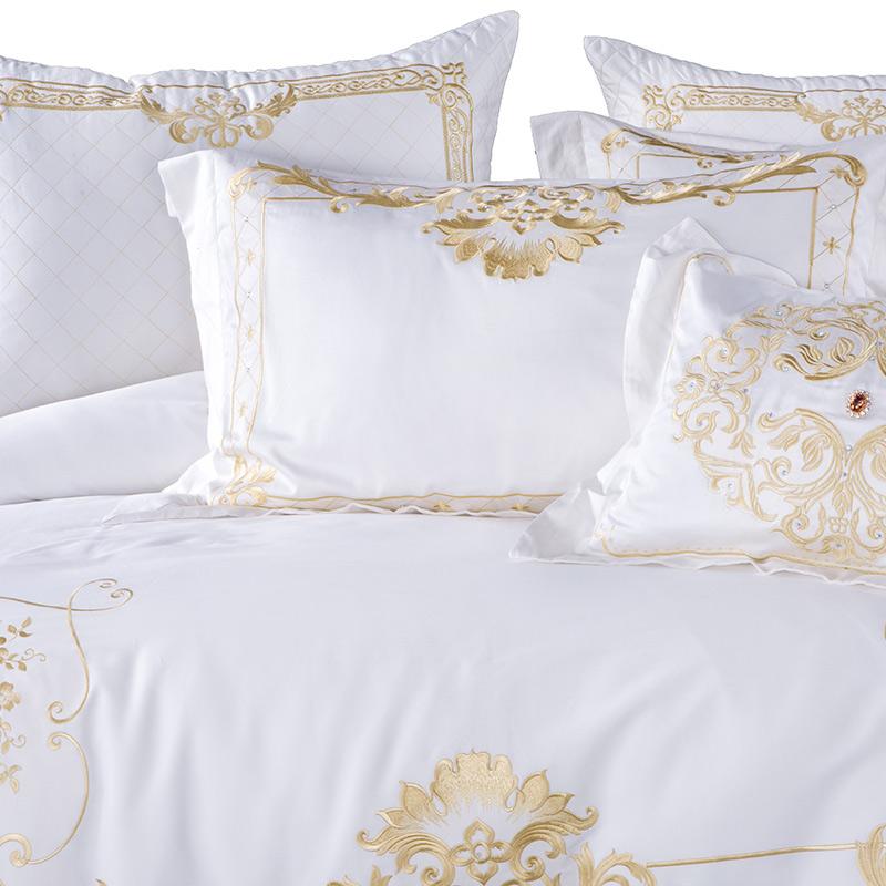 Ivy Gold Forest White and Gold Påslakanset - egyptisk bomull | Elegant White and Gold - Mjuk och snygg för varje säsong