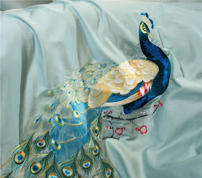 Peacock Rue Teal påslakanset - egyptisk bomull | Djup blagrön farg - Mjuk och stilren för ett lyxigt sovrum