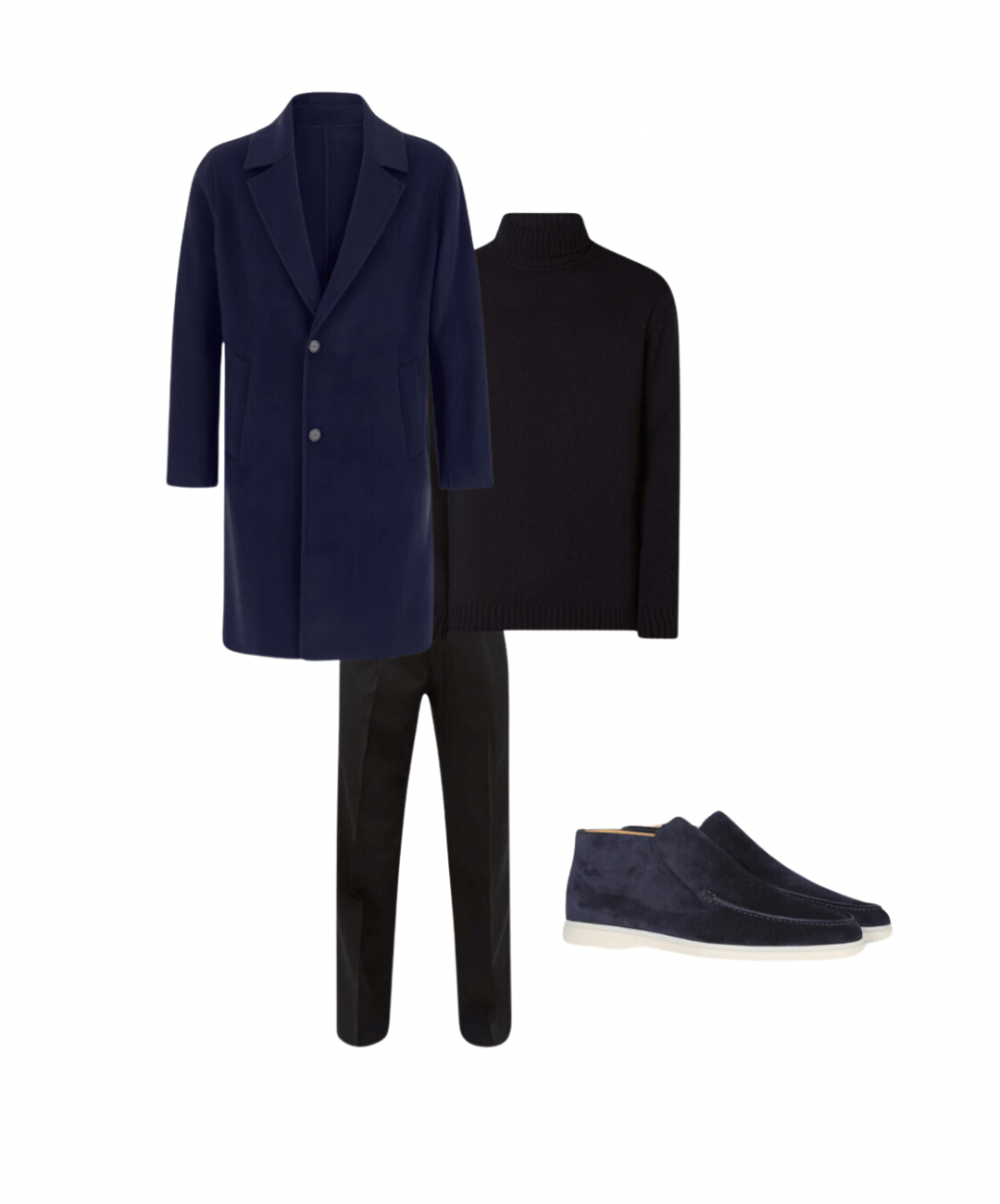Komplett outfit herr | Jacka/Blazer + Tröja/Blus + Byxor + Loafers med hög mocka - Puento Fortade - TP 27 - Essential Winter Blue Black