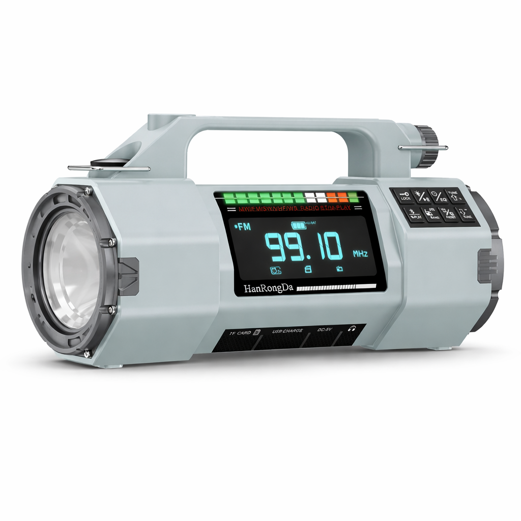 Nieuwe multifunctionele buitenradio FM/MW/SW/VHF/WB, handmatige noodgenerator, LED-zaklamp noodopladen SOS-alarm, 5000 mAh