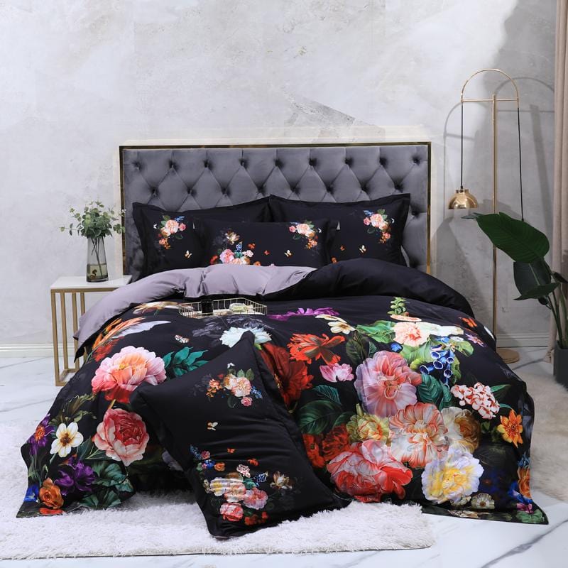 Fleur Beaucoup Påslakanset - egyptisk bomull | Lyxig Egypt bombull - blommotiv - Mjuk och andas för en romantisk atmosfär