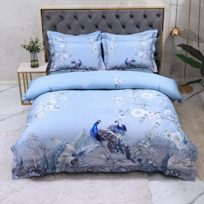 Blå Solaire Påslakanset - egyptisk bomull | Lyxig Egypt bombull - Uppfriskade bright for ultimate comfort