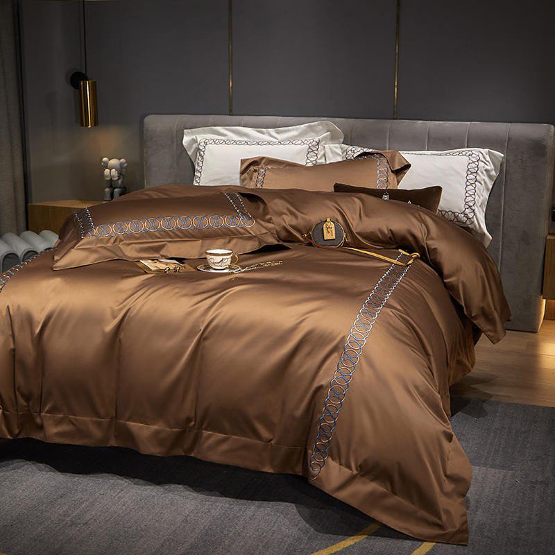 Sunstone Reves Duvet Cover Set - Egyptian Cotton | Luxury Egyptian Cotton - Warm Earth Tones - Comfort and Style Combined