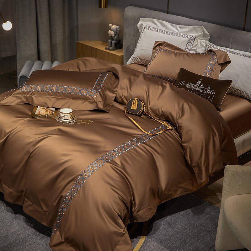 Sunstone Reves Duvet Cover Set - Egyptian Cotton | Luxury Egyptian Cotton - Warm Earth Tones - Comfort and Style Combined
