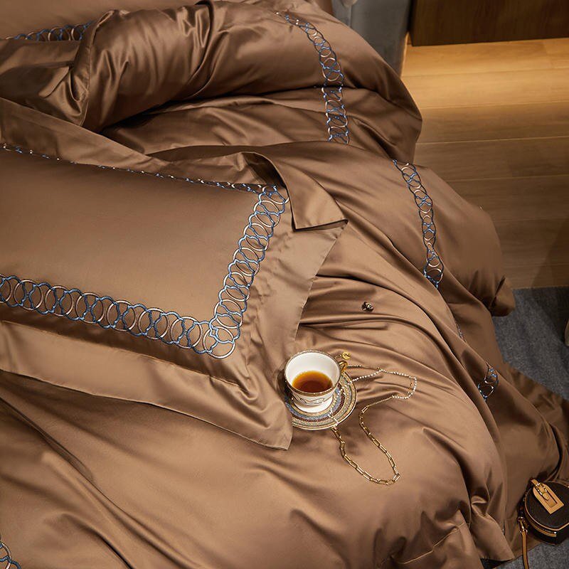 Sunstone Reves Duvet Cover Set - Egyptian Cotton | Luxury Egyptian Cotton - Warm Earth Tones - Comfort and Style Combined