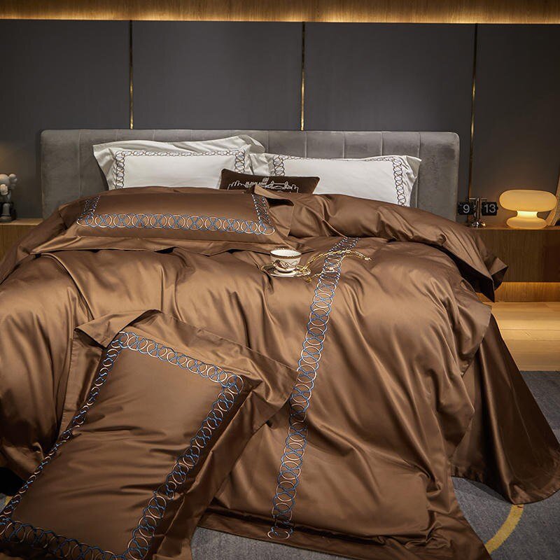Sunstone Reves Duvet Cover Set - Egyptian Cotton | Luxury Egyptian Cotton - Warm Earth Tones - Comfort and Style Combined