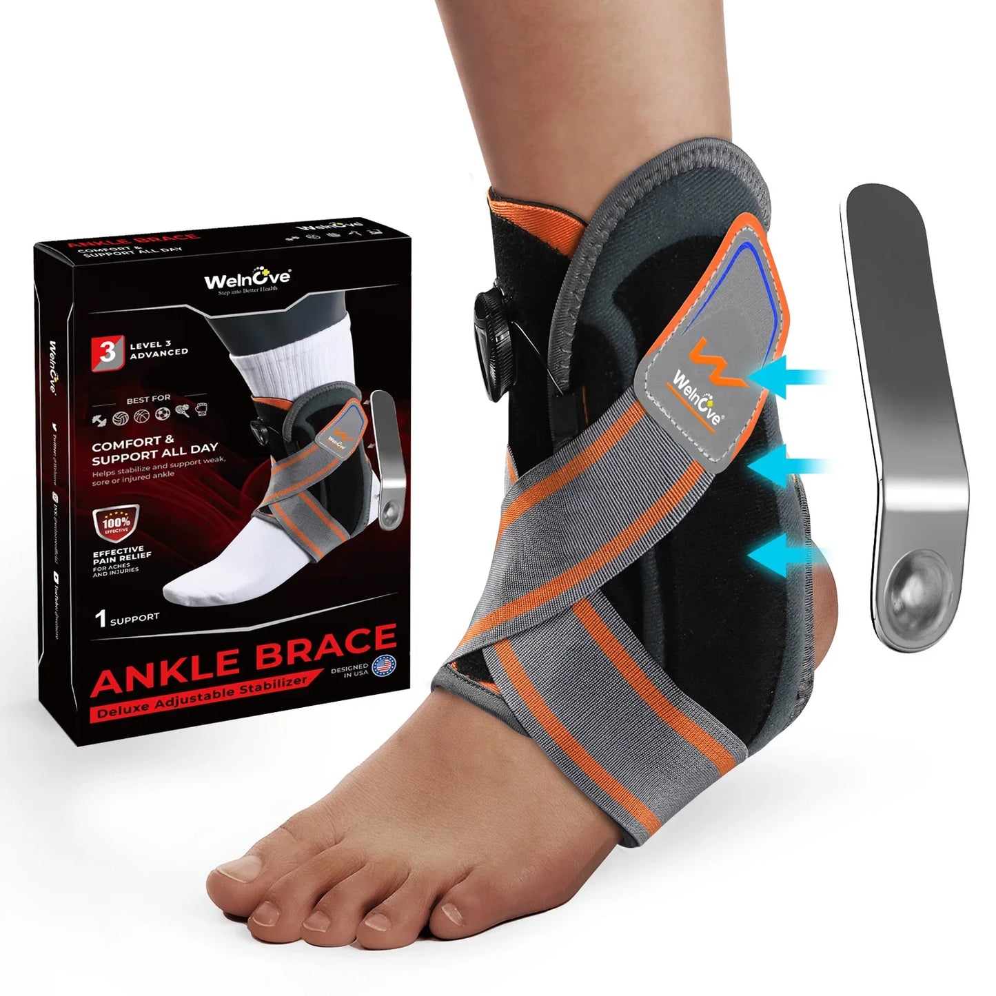 Unisex enkelorthese met elastische voetstabilisator en beschermende draaibare enkelband voor blessureherstel enkelbrace ondersteuning
