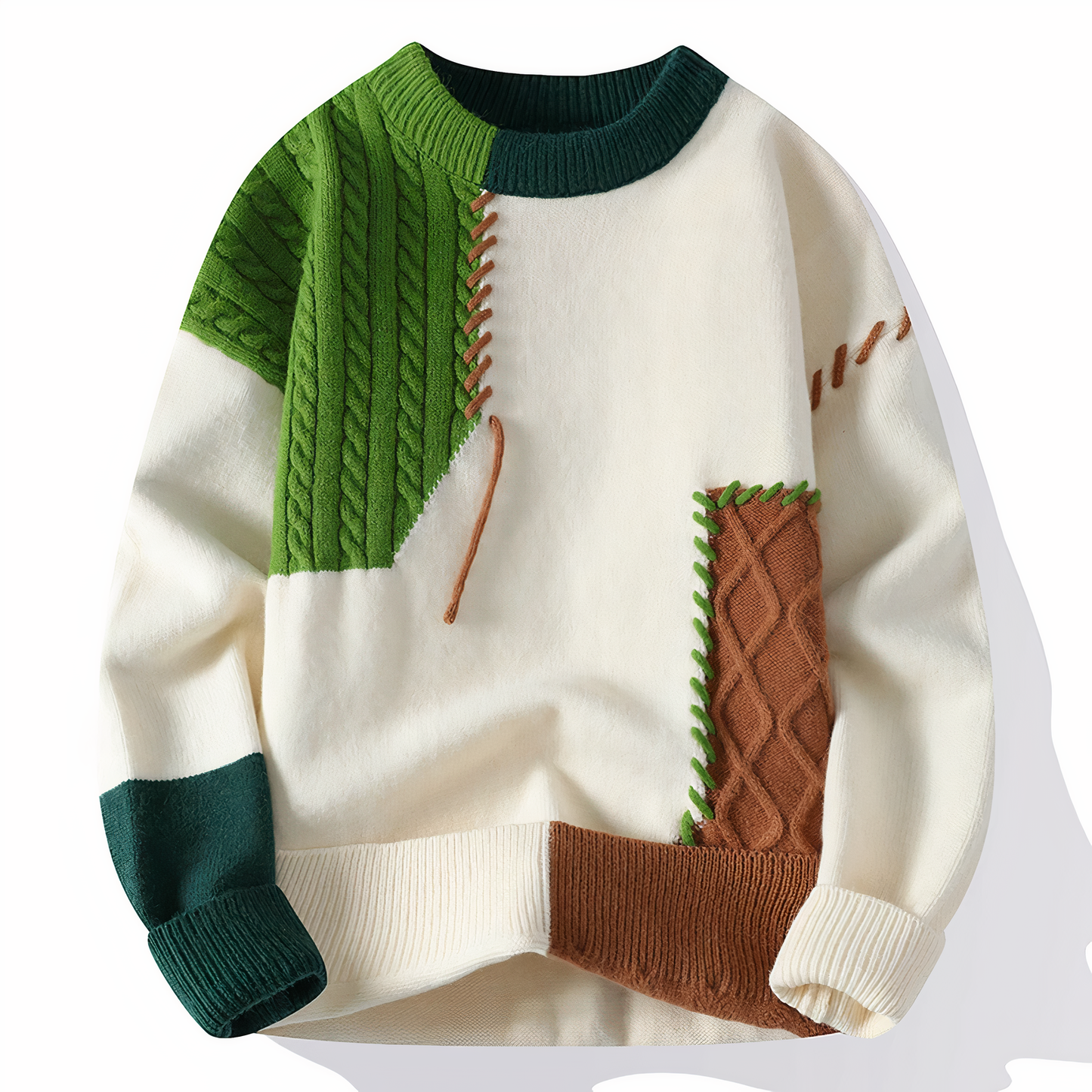 Tröja Herr, Patchwork Tröja | Snygg - Bekväm - Perfekt för hem/vinter