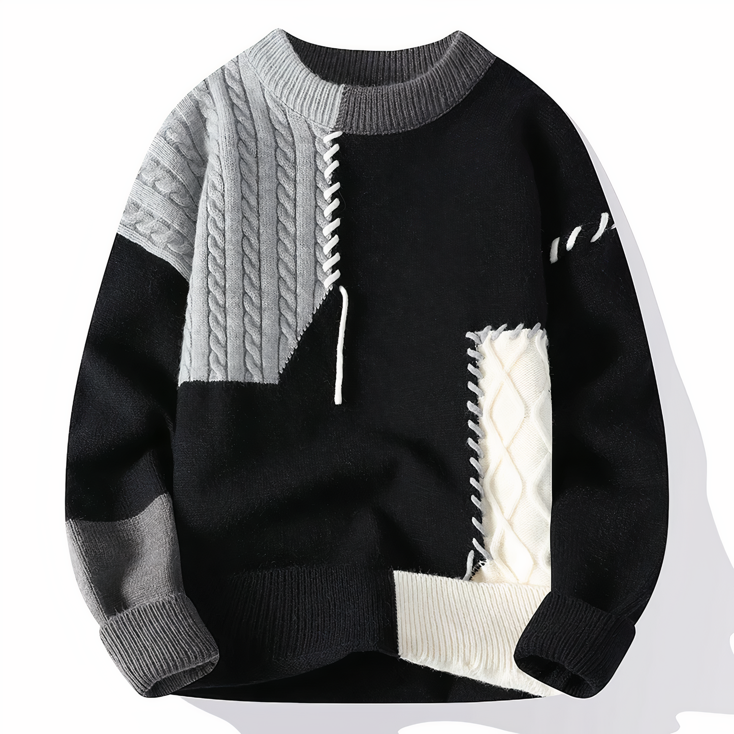 Tröja Herr, Patchwork Tröja | Snygg - Bekväm - Perfekt för hem/vinter
