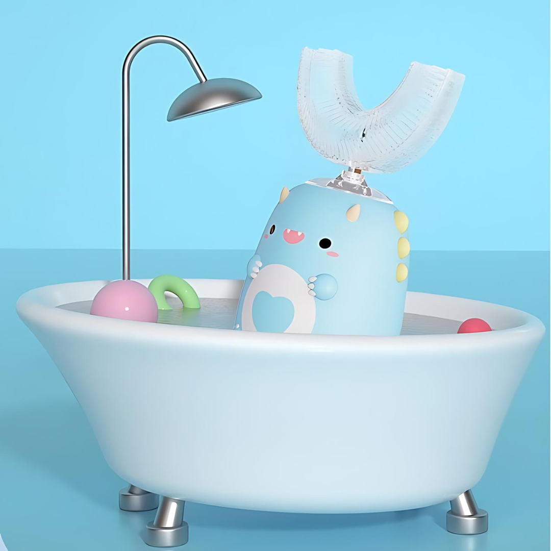 Elektrisk dental brush for barn 2–12 år | 360° re-göring | Trådlös laddning | Mjuk boste | Vattentät | Dinosaur design | Tre hastigheter | Antibacterial ljus