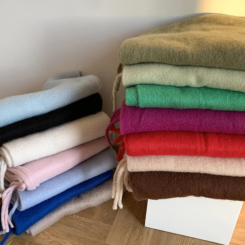 ChicWool | Feminin Chunky Scarf - Varm vinterscarf med fransar