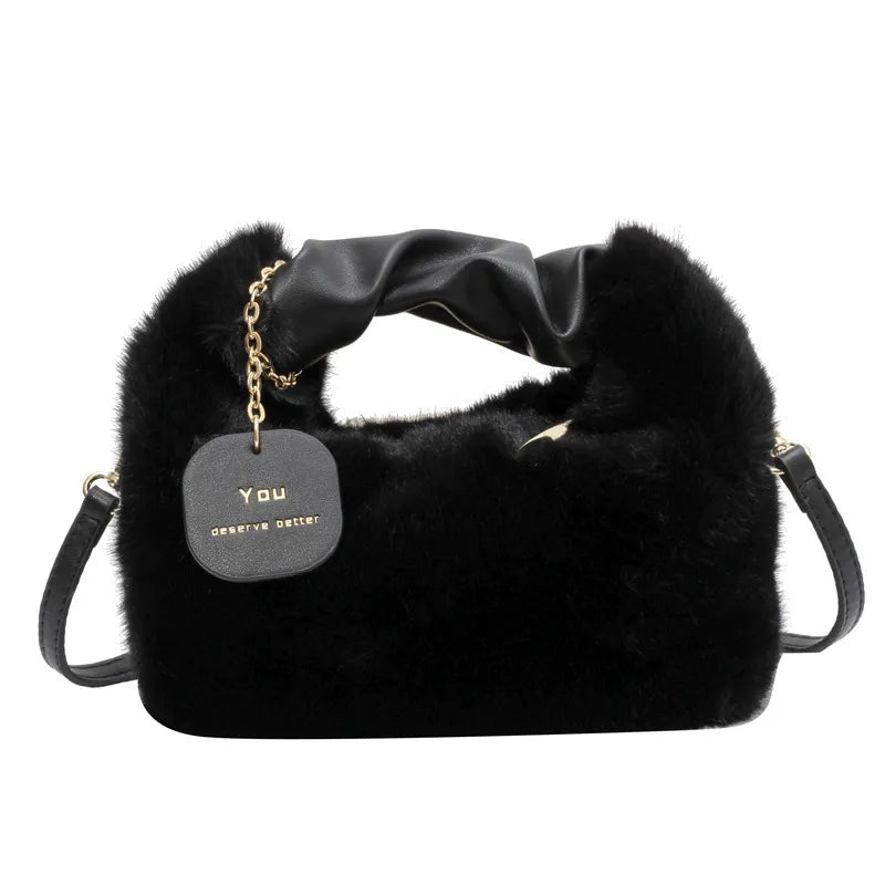 Fluffig crossbody väska för kvinnor