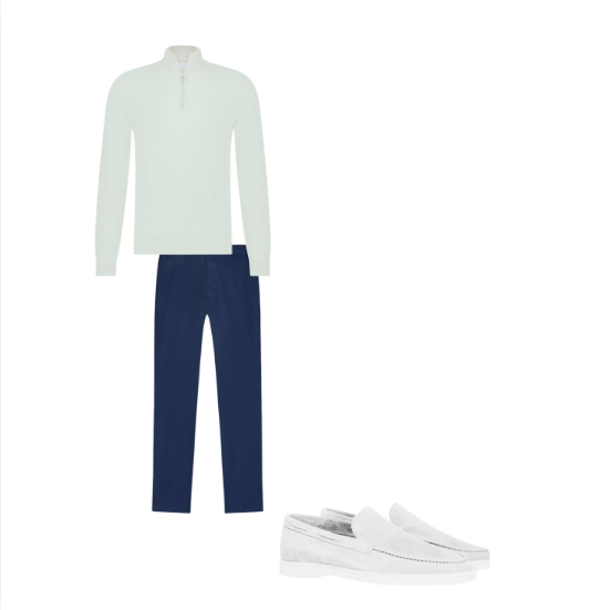 Outfit Mr Vit/Blå | Elegant - Bekväm - Business - Andas - Högkvalitativ mocka - Merinoull