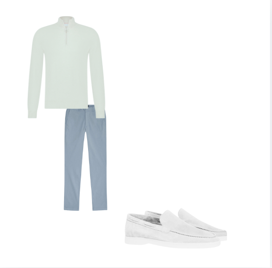 Outfit Mr Vit/Ljusblå | Elegant - Bekväm - Business - Andas - Högkvalitativ mocka - Merinoull