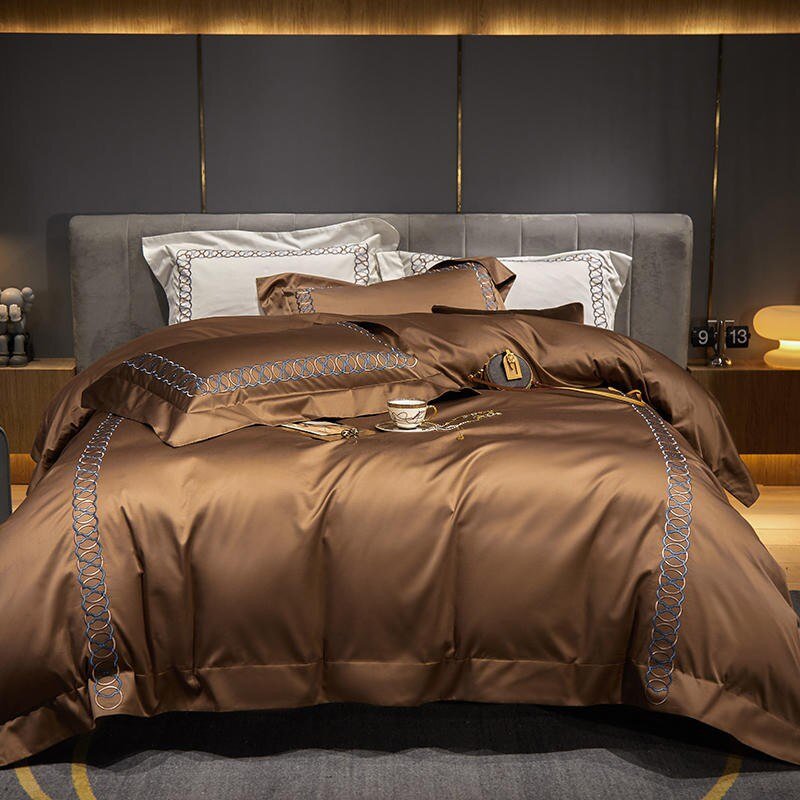 Sunstone Reves Duvet Cover Set - Egyptian Cotton | Luxury Egyptian Cotton - Warm Earth Tones - Comfort and Style Combined
