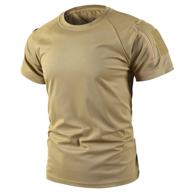 Mannen Zomer Sneldrogend Ademend Elastisch Militaire Tactische Shirts Pullerover Wandelen Camping Tops Klimmen Tees Sport Gym T-shirt