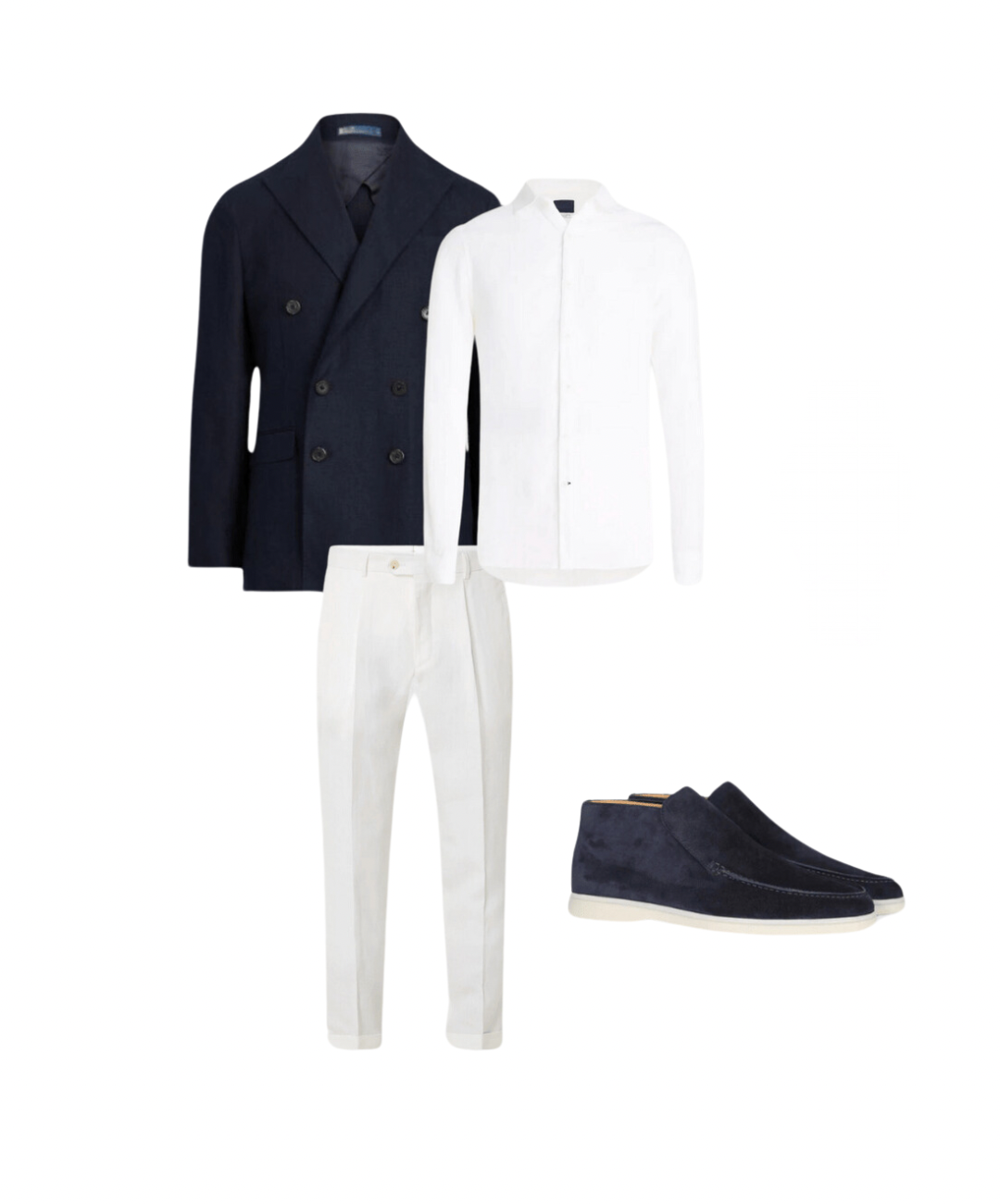Komplett outfit herr | Jacka/Blazer + Tröja/Blus + Byxor + Loafers med hög mocka - Puento Fortade - TP 28 - Essential Blue White