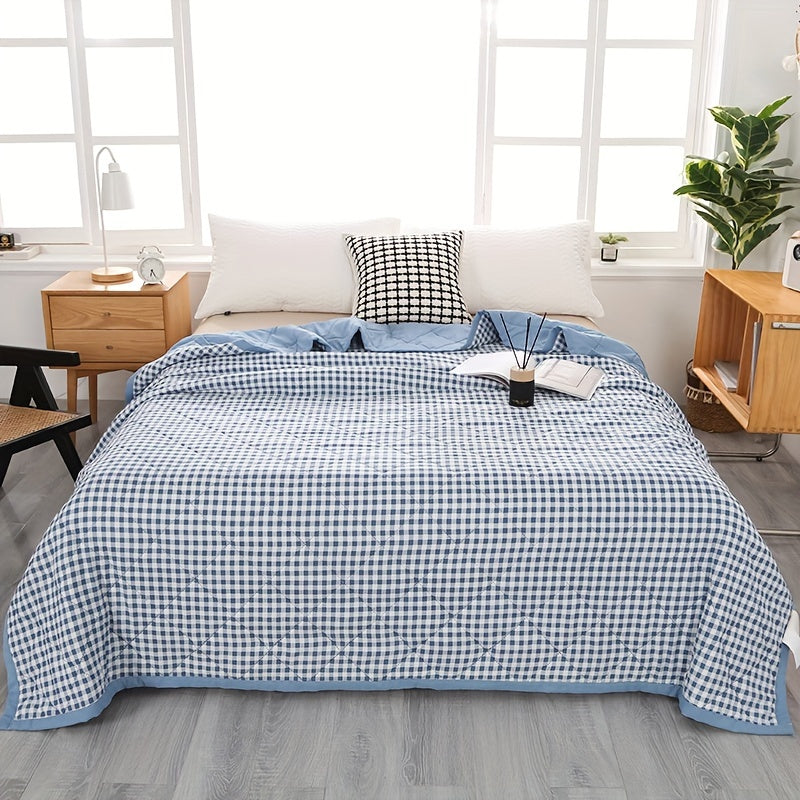 Preppy Style Plaid Sommar Quilt | Lätt quiltat överkast - Lämplig för alla årstider
