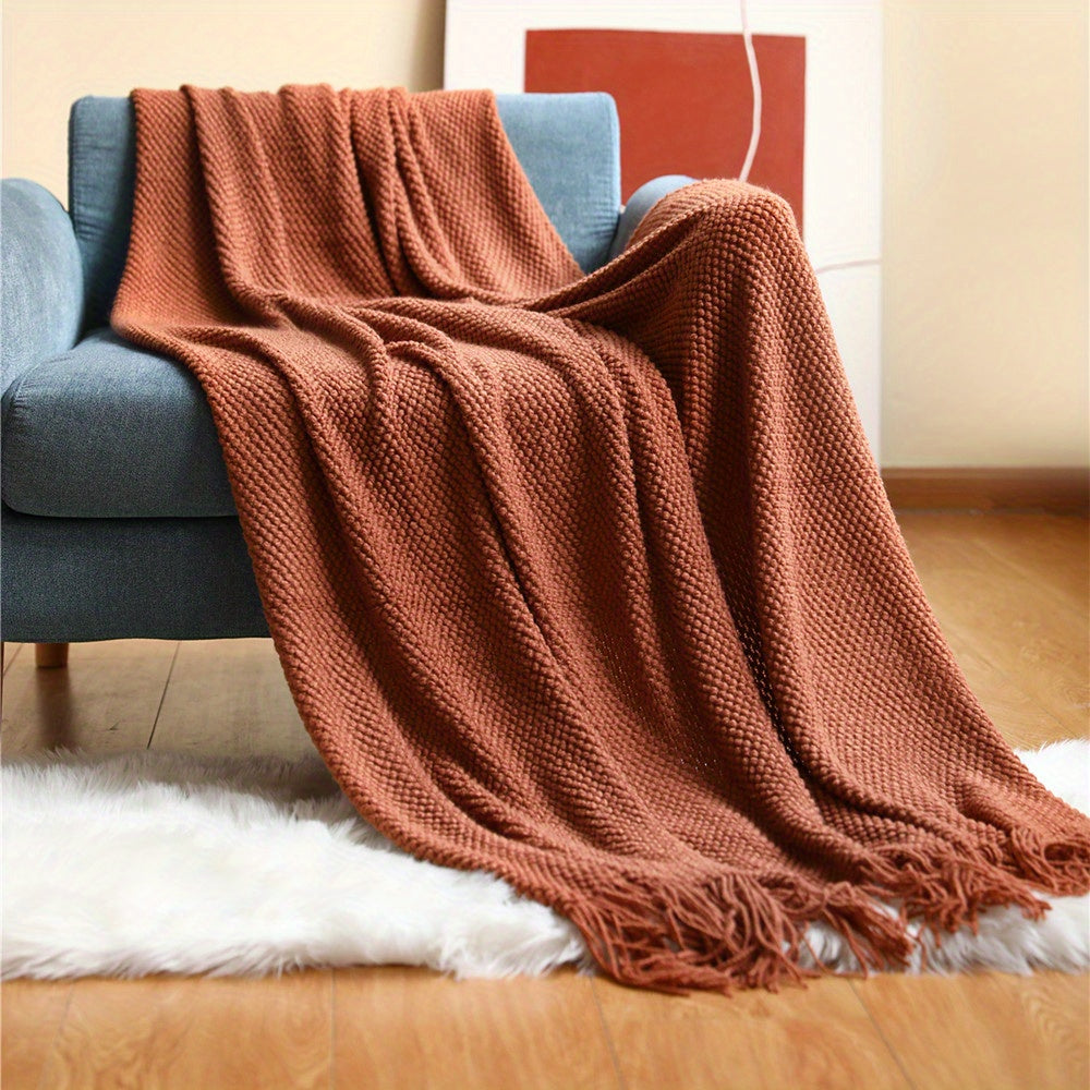 Stickad slangfilter med tofsar | Lätt Bubble Texture - Lämplig för soft, säng och heminredning