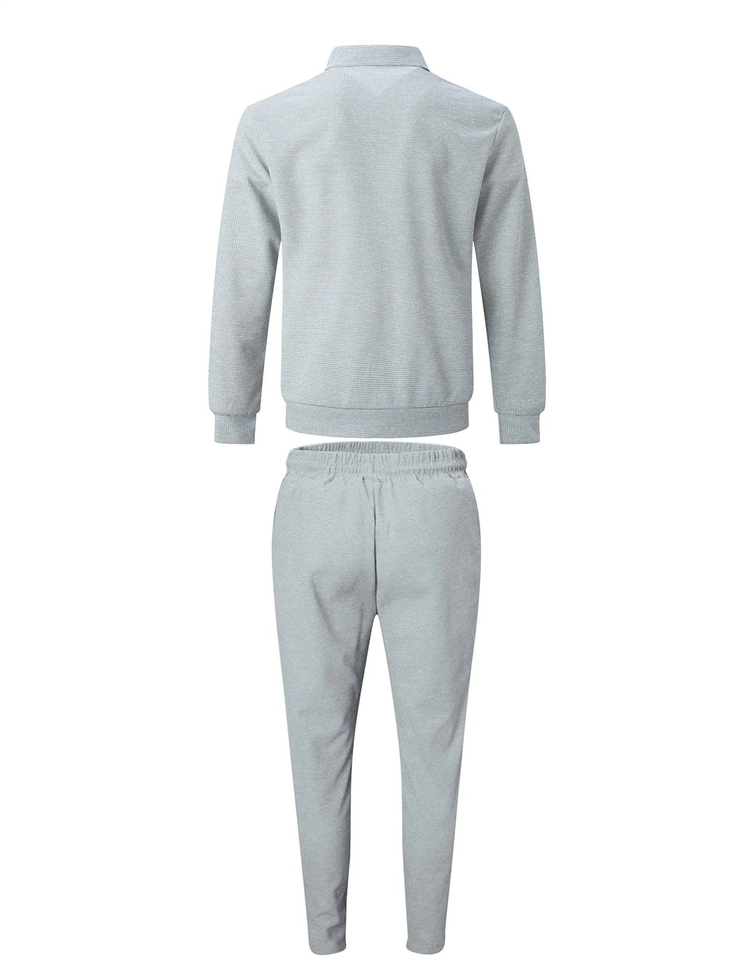 Wafel Effen Klassiek Heren Atletisch 2-delig Trainingspak Set Informeel Volledige Ritssluiting Trainingspakken Jack Met Lange Mouwen En Joggingbroek Set Voor Gym Training Hardlopen - Visconte