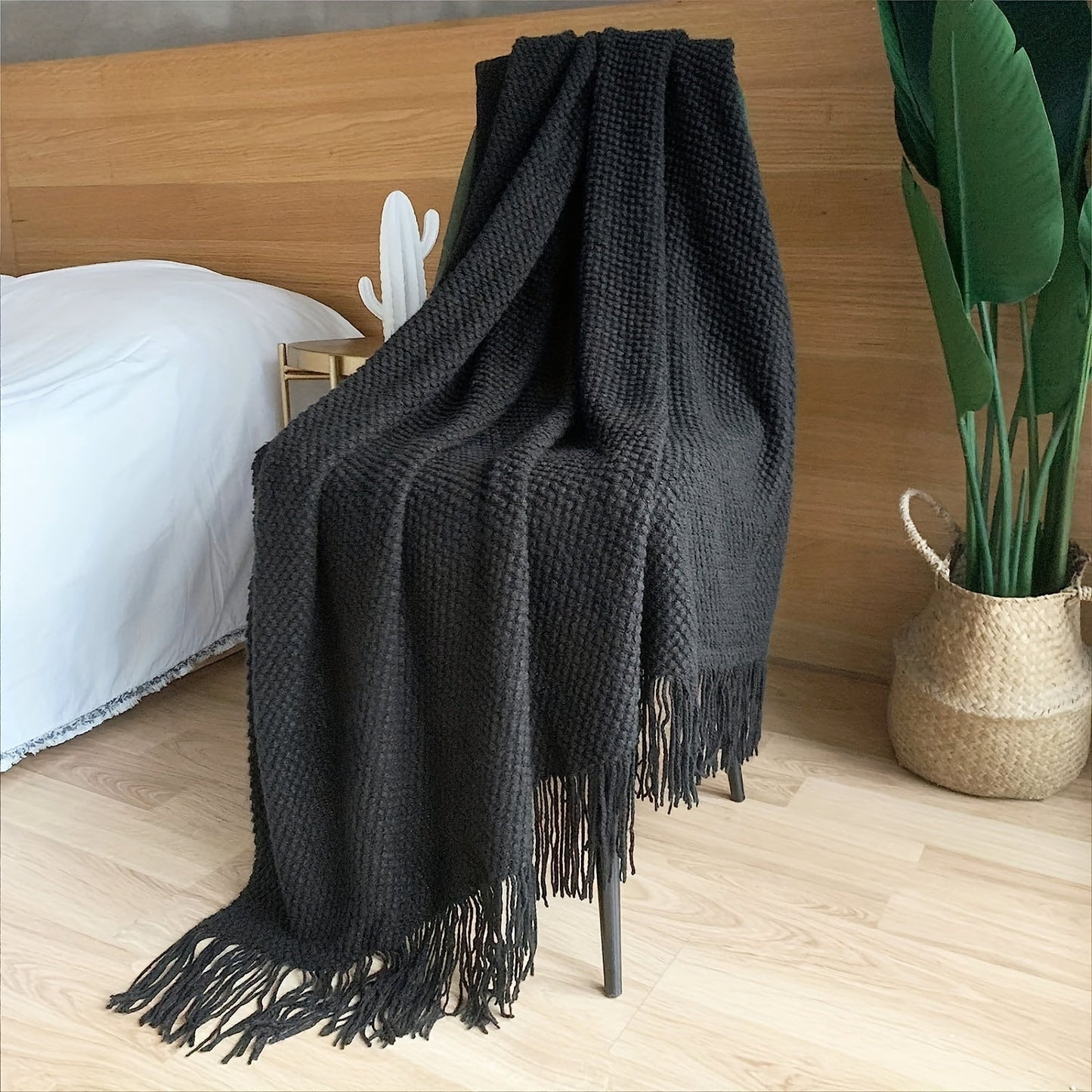Stickad slangfilter med tofsar | Lätt Bubble Texture - Lämplig för soft, säng och heminredning