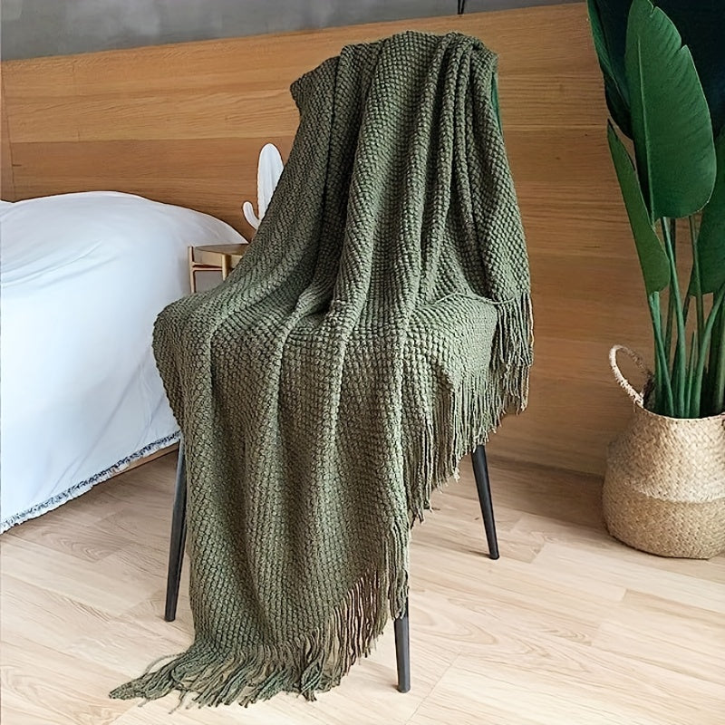 Stickad slangfilter med tofsar | Lätt Bubble Texture - Lämplig för soft, säng och heminredning