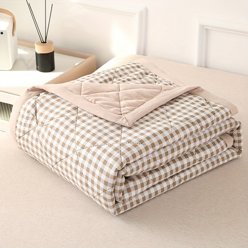 Preppy Style Plaid Sommar Quilt | Lätt quiltat överkast - Lämplig för alla årstider