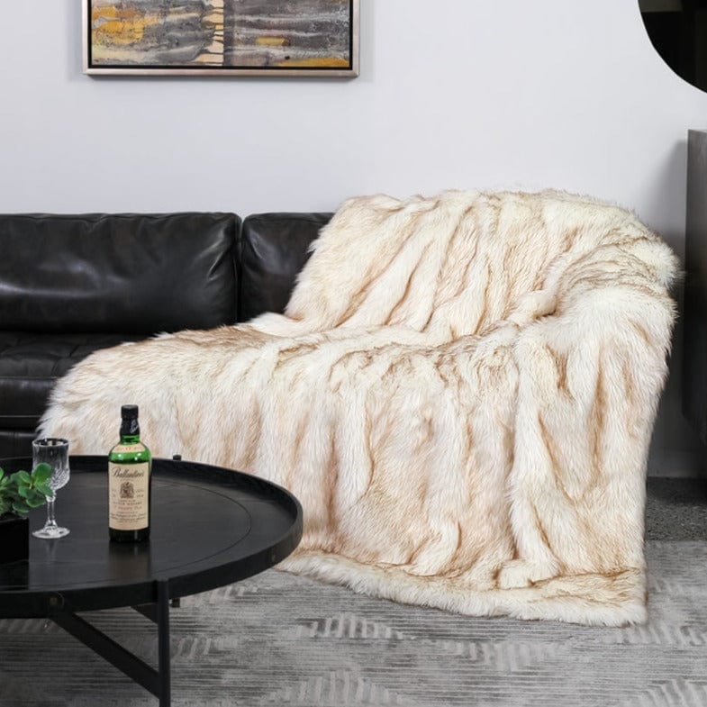 Arctic Fox fuskpälsfilt | Mjuk imiterad pals - Varm och lyxig look