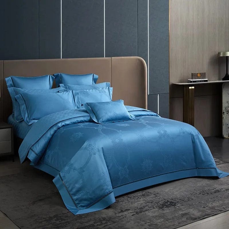 Elegance Blue påslakanset - egyptisk bomull | Premium egyptisk bomull - rik blå nyans - perfekt för ett snyggt och bekvämt sovrum