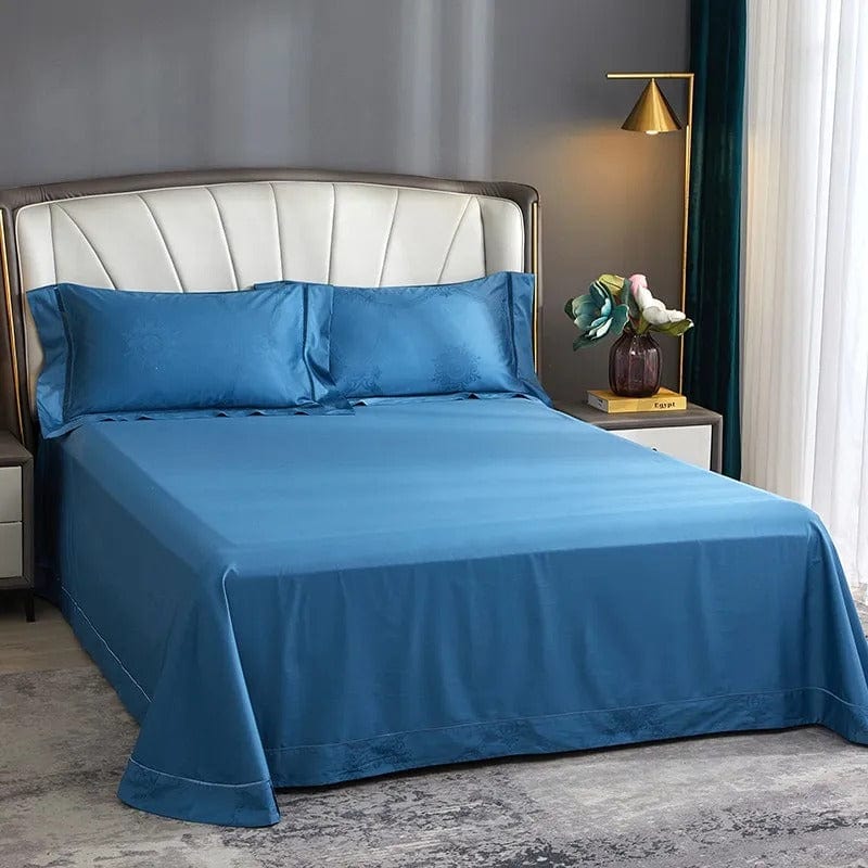 Elegance Blue påslakanset - egyptisk bomull | Premium egyptisk bomull - rik blå nyans - perfekt för ett snyggt och bekvämt sovrum