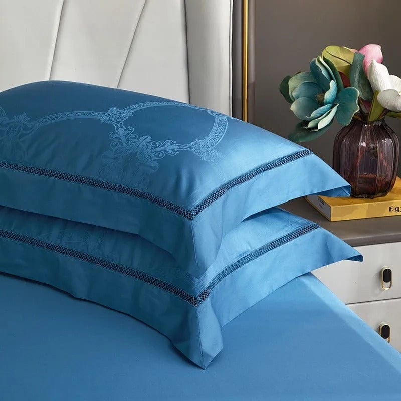 Elegance Blue påslakanset - egyptisk bomull | Premium egyptisk bomull - rik blå nyans - perfekt för ett snyggt och bekvämt sovrum