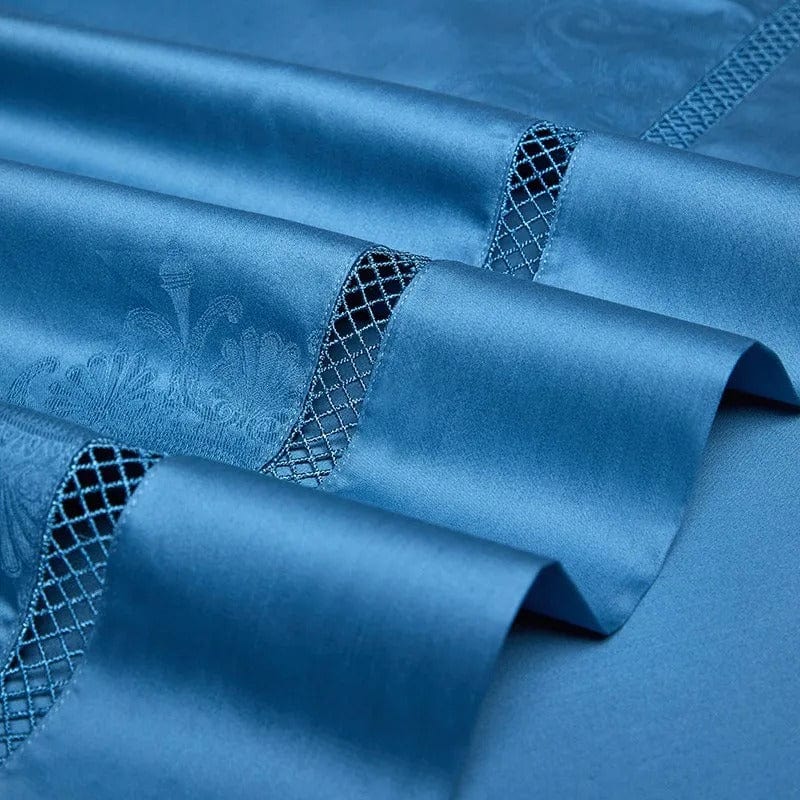 Elegance Blue påslakanset - egyptisk bomull | Premium egyptisk bomull - rik blå nyans - perfekt för ett snyggt och bekvämt sovrum